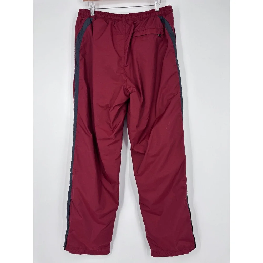 Vtg Nike Gray Tag Track Pants Men L Maroon Gray Stripe Lined Windbreaker Joggers